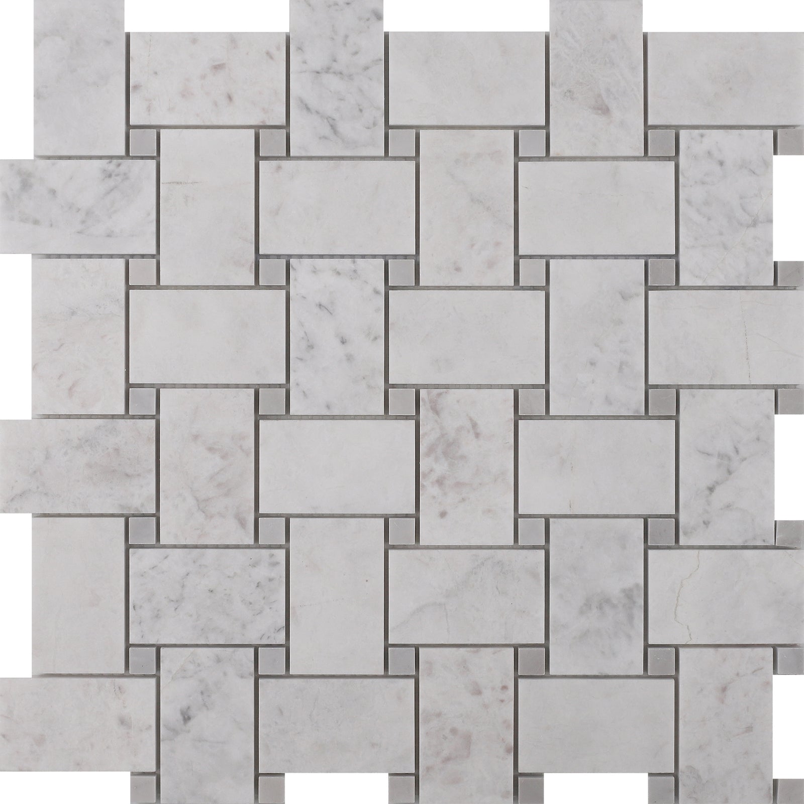 Elegantia & Ice Grey Large Basketweave Honed Mosaic Mosaic 