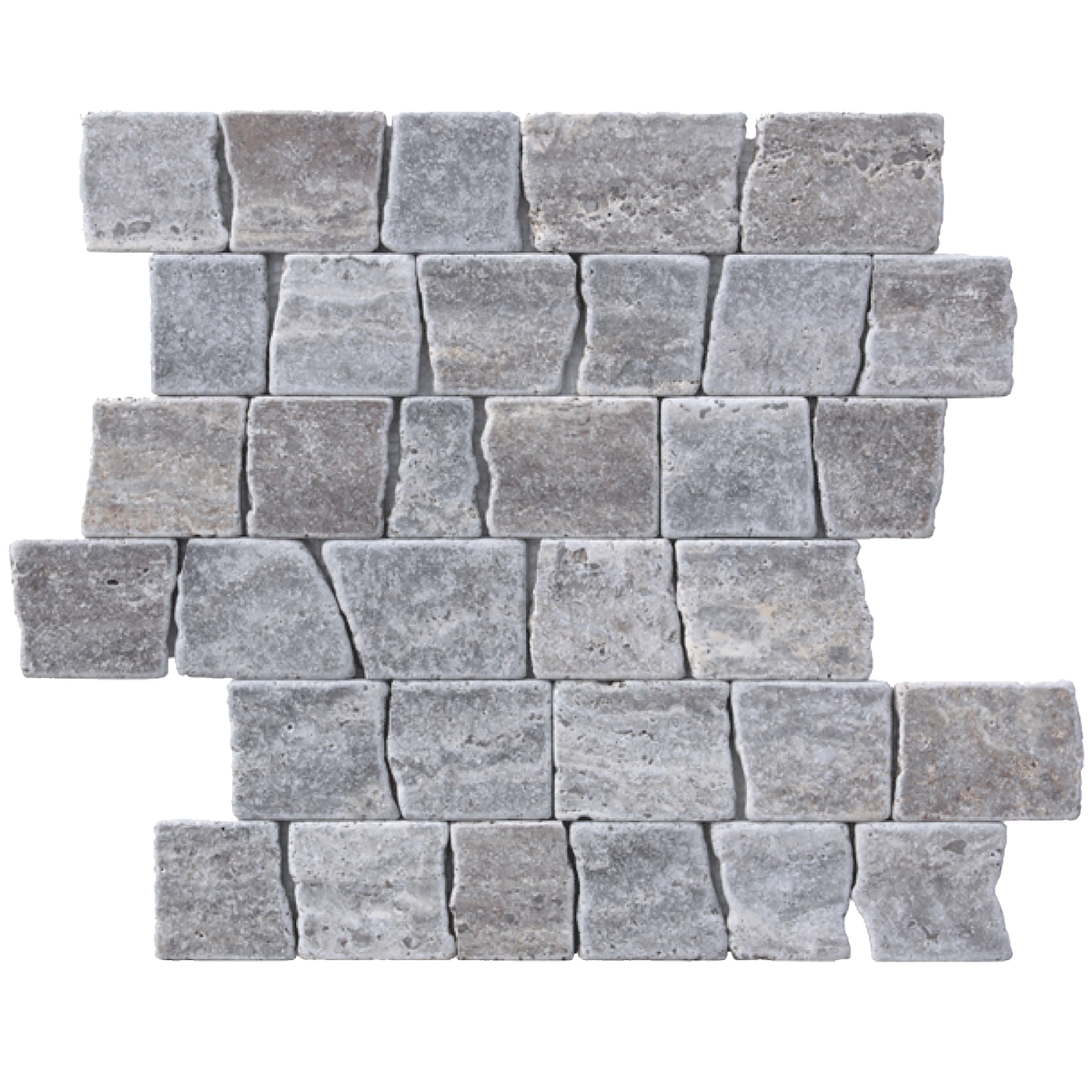 Silver Rustic CC Gris Ossido Tumbled Mosaic