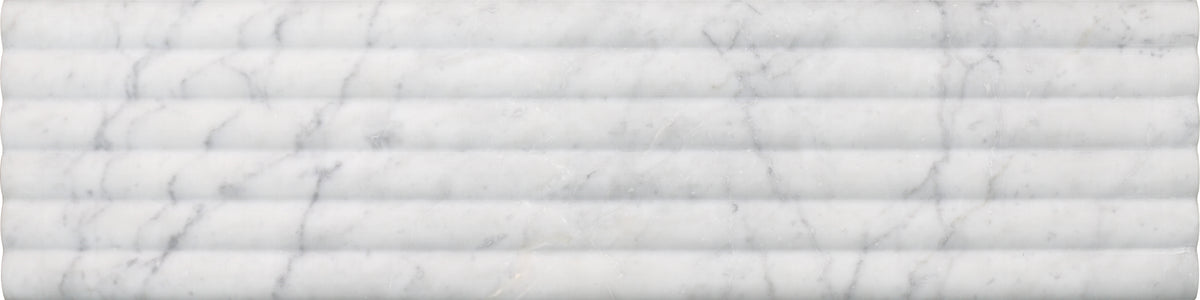 Bianco Carrara Honed Flute-Out 6'' x 24''  x 3/8'' Field Tile