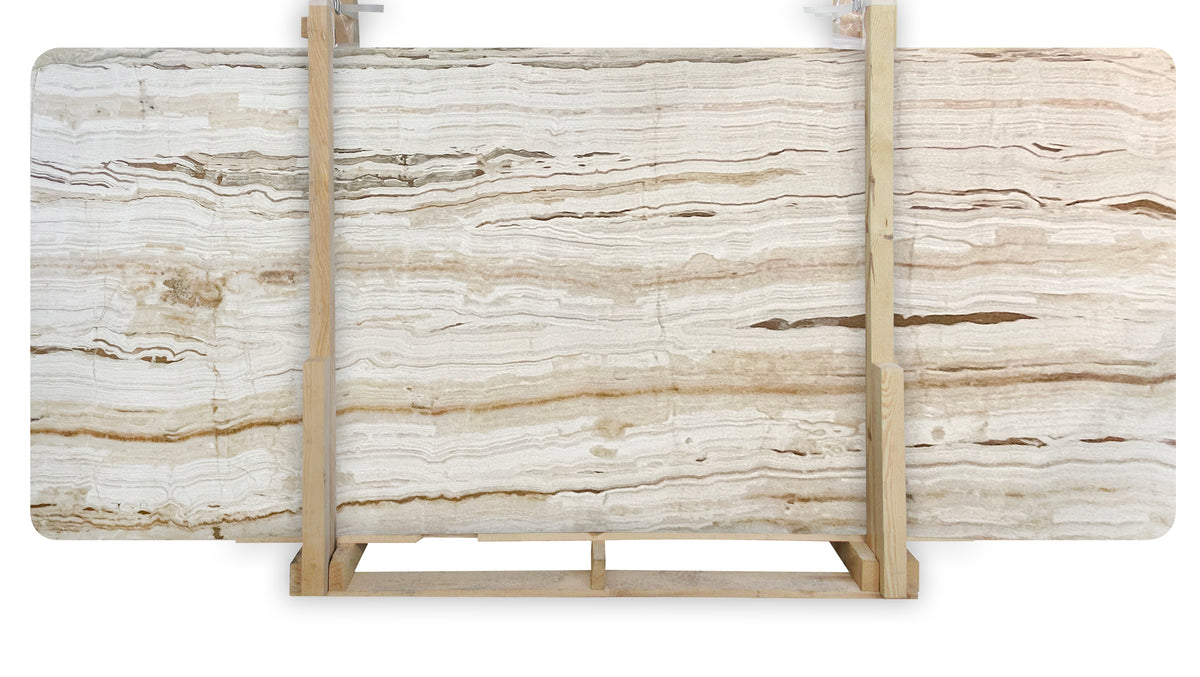 Cream Linear Onyx Polished  x 2CM Slab # D1097
